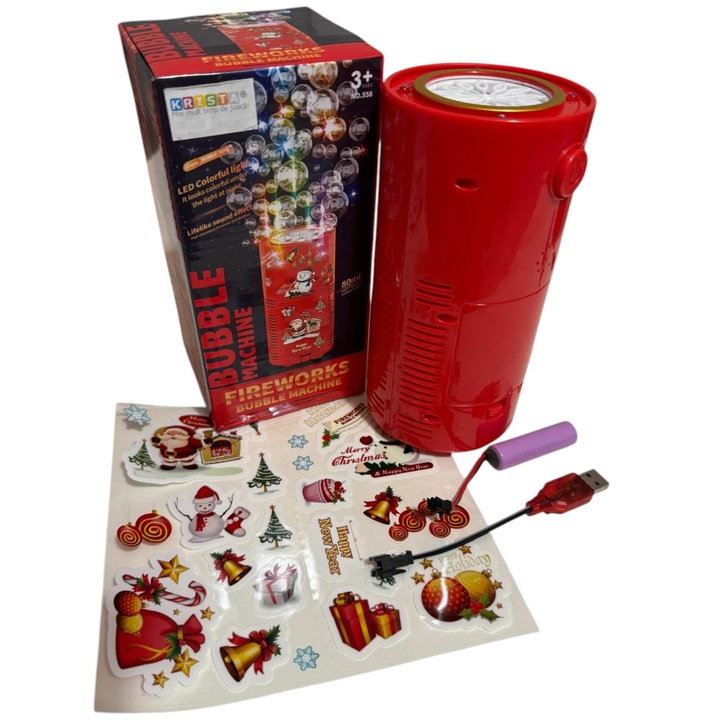 Aparat Mare de baloane automat cu 40 orificii si lumini LED, cu efect de artificii, rosu