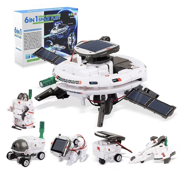 Соларен комплект 6 в 1 STEM за изграждане с темата за космическия флот
