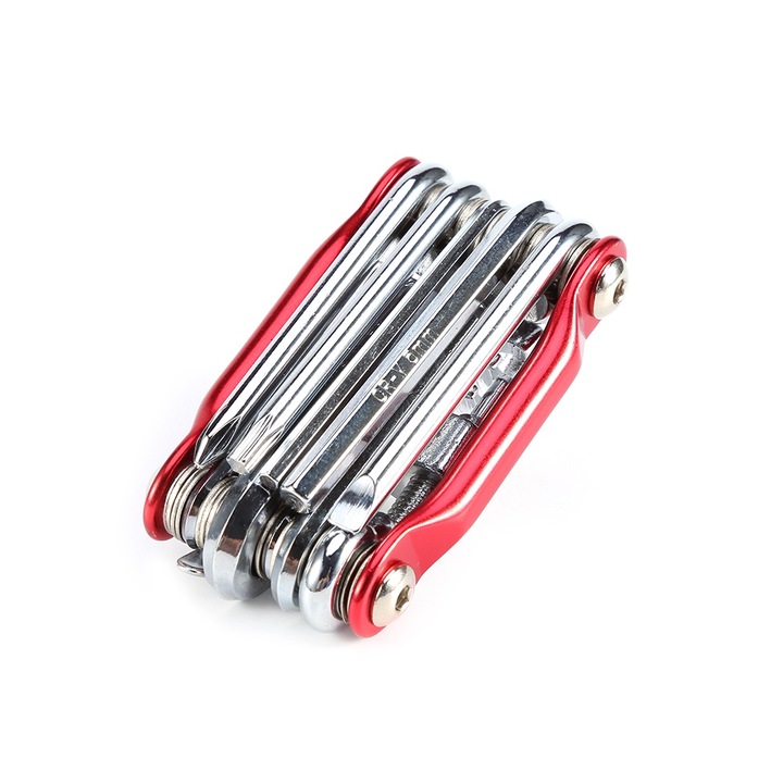 Комплект инструменти за ремонт на велосипеди 11 в 1, Enforose, алуминий и въглеродна стомана, преносим, 4.8x8.5 см, многоцветен