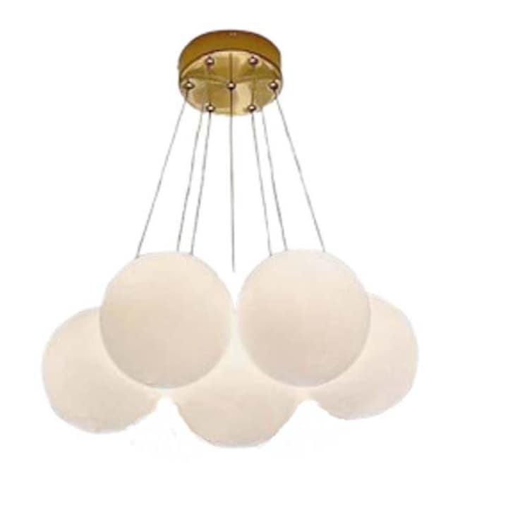 Елегантен бял сферичен полилей, 5 регулируеми рамена E27 lustra8847/5 с 5 крушки Подарък е топла, студена и естествена светлина