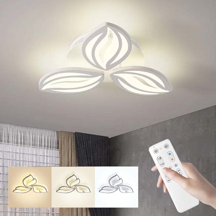 Модерен LED полилей с дистанционно управление 30W студена/топла/неутрална светлина Димируемо бяло