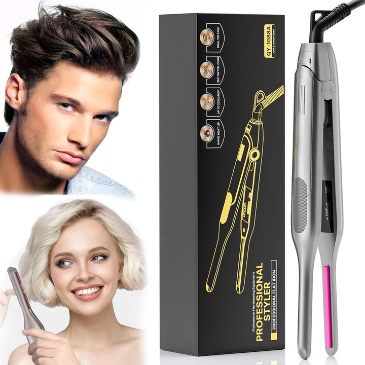 Placa de Indreptat si ondulat parul, Incalzire rapida 15 secunde, ingrijire ioni, LED Indicator luminos, compact si portabil, 2 in 1, potrivit pentru orice lungime si tip de par, gri