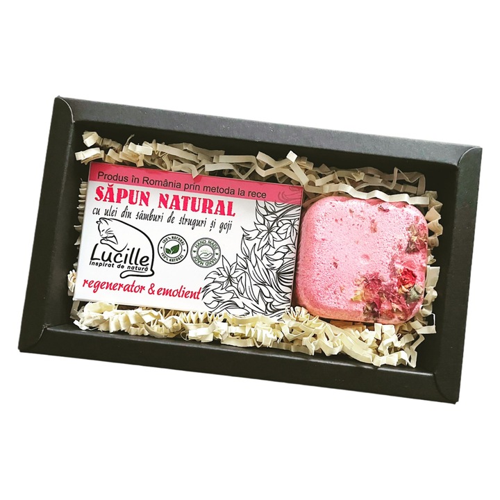 Set Spa de Lux la Dus, cu 1 Sapun 100% natural 1x 90g, 1 pernuta efervescenta aromaterapie pentru dus 1x 70g, cu arome delicate florale