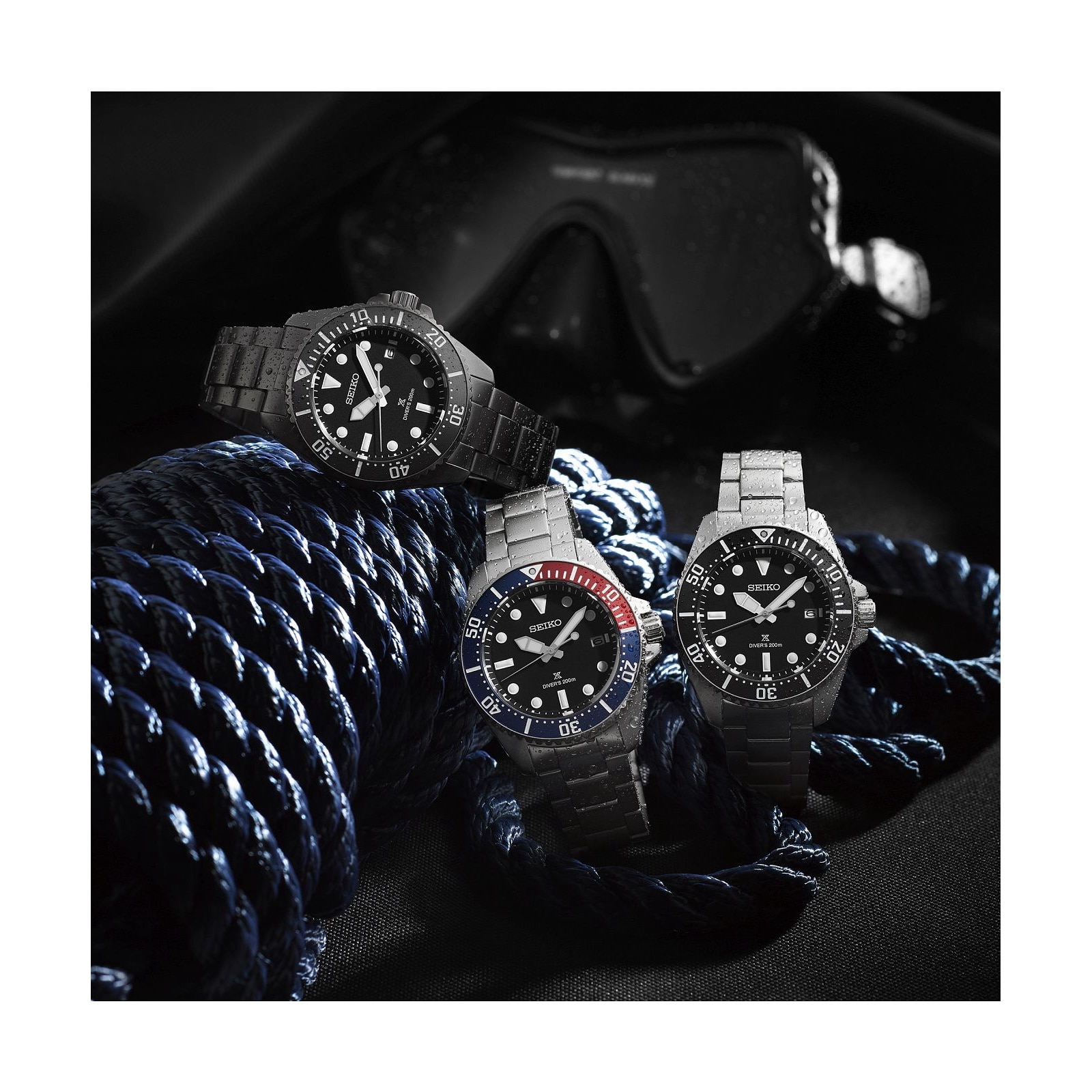 Ceas Seiko Prospex Solar Diver, 41 mm, negru, inox, rezistent la