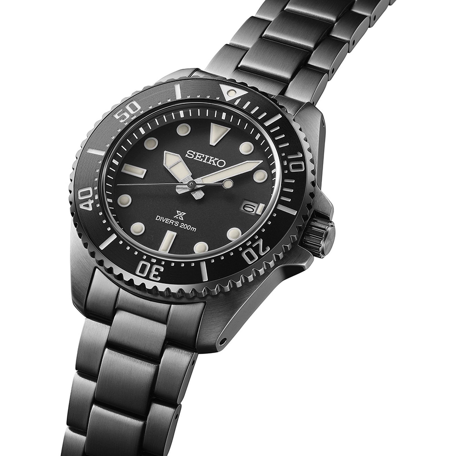 Ceas Seiko Prospex Solar Diver, 41 mm, negru, inox, rezistent la