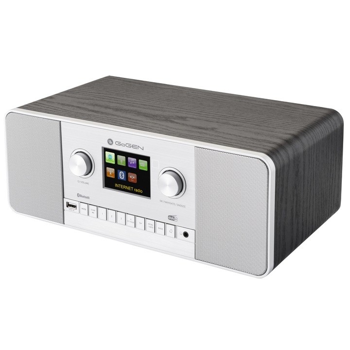Интернет радио GoGEN IR 257 BTDAB, 2x5W, DAB+/FM, LCD, Bluetooth, дистанционно, черно/сребристо