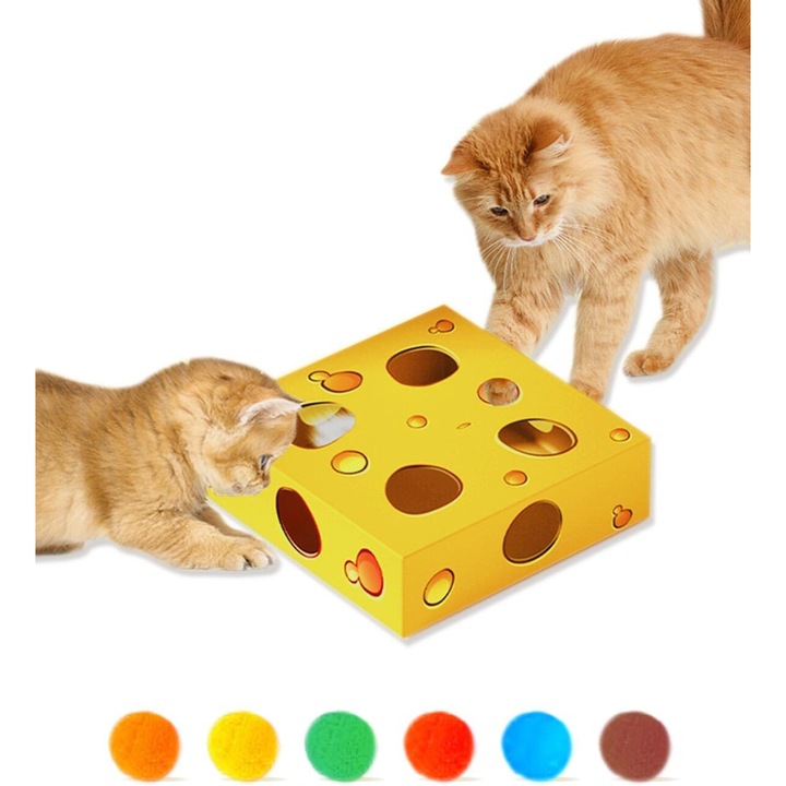 Интерактивна играчка за котки THIMOONS, 8 дупки, жълта