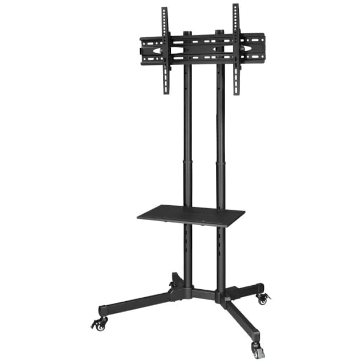 Стойка за телевизор Hama Trolley 220874, Регулируема височина, 32"-75" (81-191 см), 40 кг, Черен