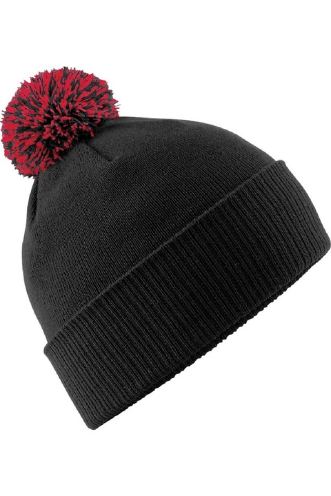 Шапка за възрастни Beechfield, черна / класическа червена, един размер