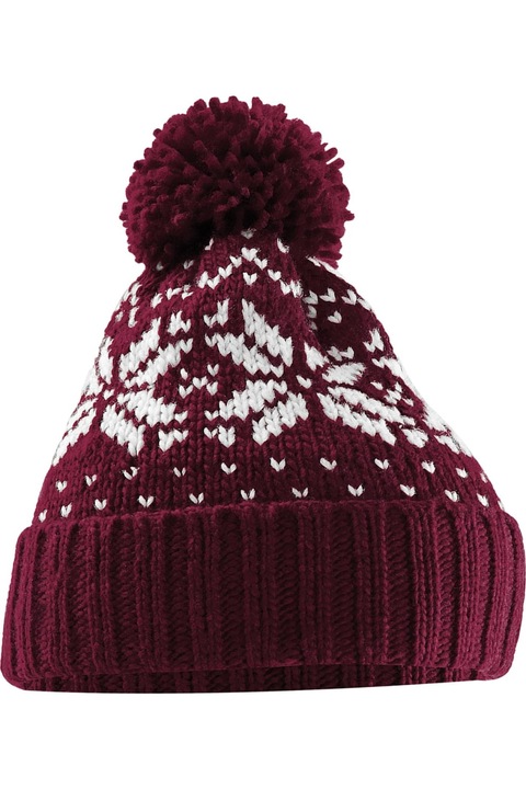 Шапка Beechfield Snowstar за възрастни, бордо/бяло, един размер