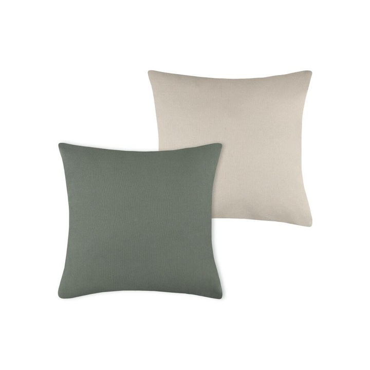 Perna, Stof, Duo, Design Unic Bicolor, Materiale De Inalta Calitate, Tesatura Moale Si Tactila, 50x50, Bej Deschis