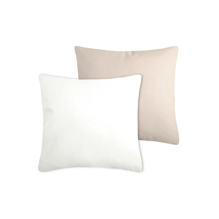 Perna, Stof, Duo, Design Unic Bicolor, Materiale De Inalta Calitate, Tesatura Moale Si Tactila, 50x50, Écru Bej Deschis