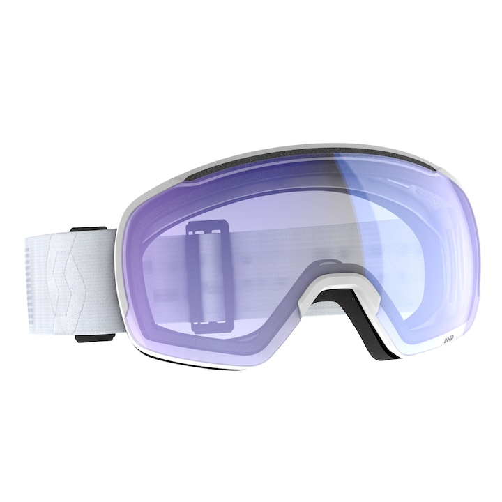 Ochelari ski Scott Sphere OTG, rama alb + lentila AMP illuminator blue chrom