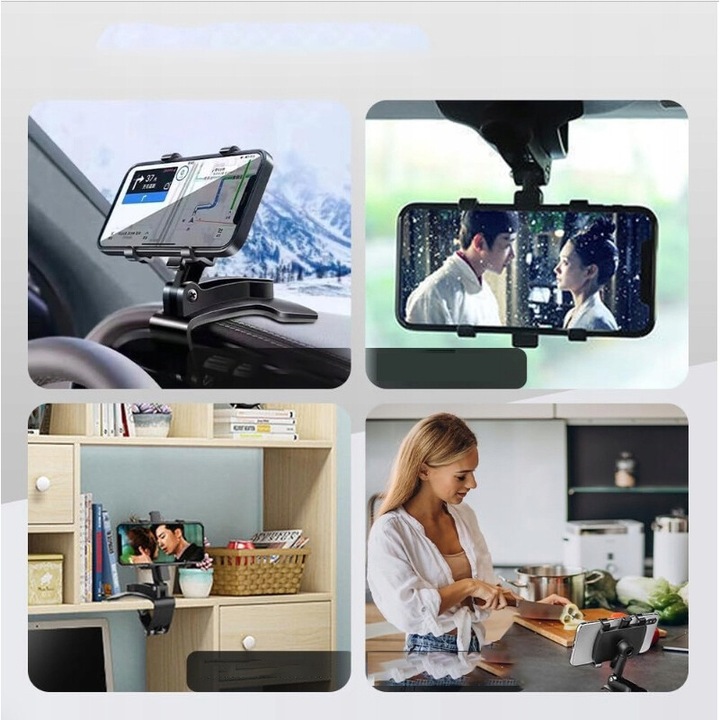 Suport auto pentru telefon, 3-7 inch, rotire 360°, montare pe bord