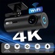 DVR камера за кола Fudisenn, FULL HD 4K, 2160p, 64GB, G-сензор, 170° ултрашироко зрително поле, циклично видео, включен WiFi, нощно виждане, запис отпред-зад, вътрешен запис, камера за обратно виждане, наблюдение при паркиране, сензор за сблъсък, Черен