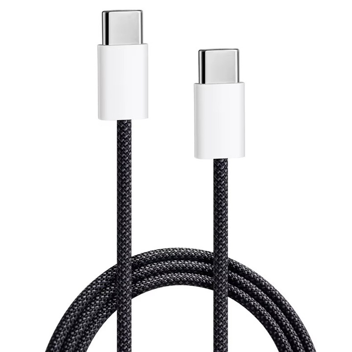 Кабел USB Type-C към Type-C, бързо зареждане, 60W, 20V, 3A, 1m, черен