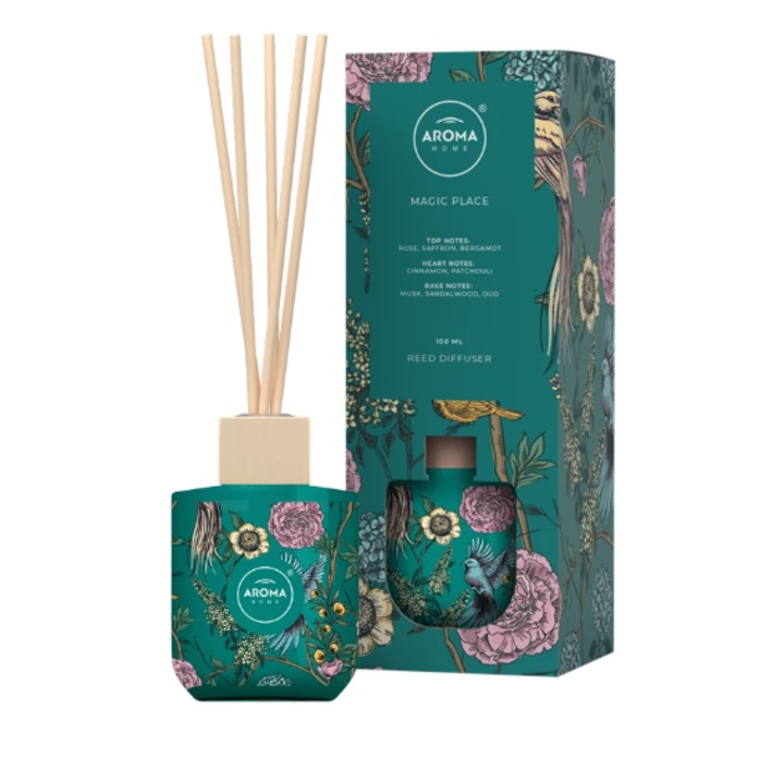 Odorizant cu bete de ratan, Magic Place, 100ml, Wild, Aroma Home