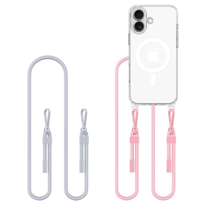 Tech-Protect FlexAir кабел, Сив и розов, съвместим с iPhone 16, TPU и PC