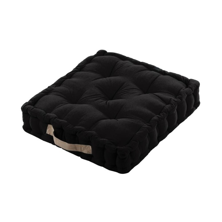 Perna De Podea, Stof, Duo, Materiale De Inalta Calitate, Umplutura Groasa, Model Matlasat, 45x45, Negru Deschis