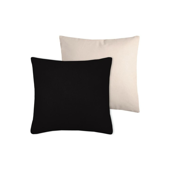 Perna, Stof, Duo, Design Unic Bicolor, Durabilitate Si Confort, Tesatura Moale Si Tactila, 50x50, Negru Bej Deschis