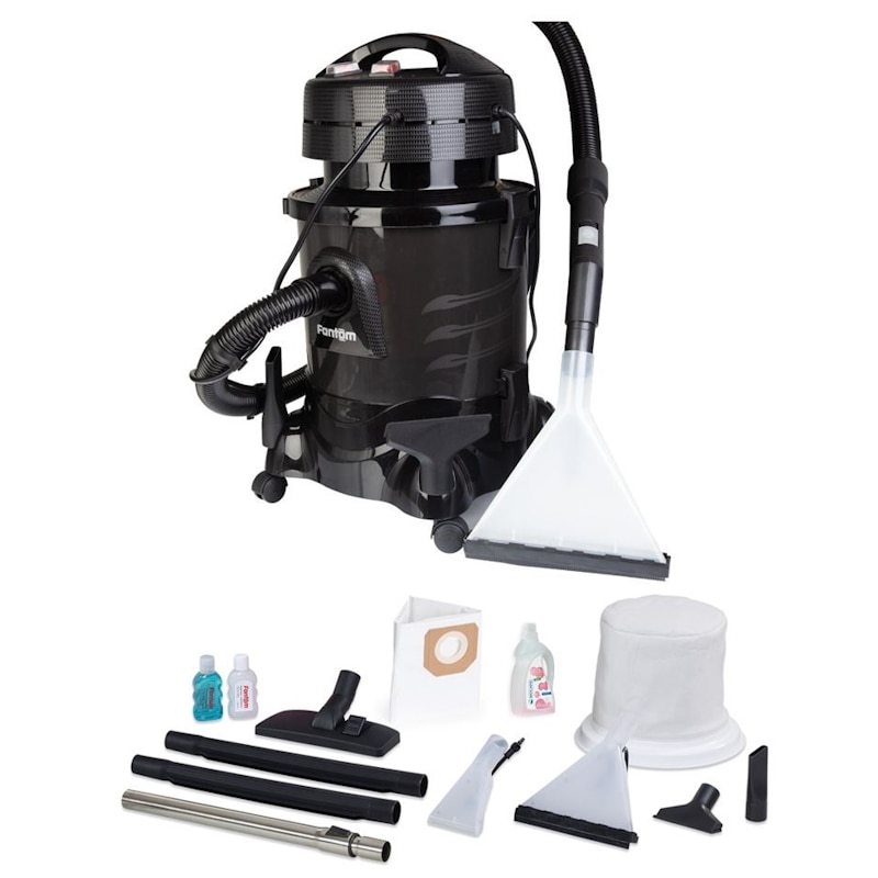 Aspirator cu spalare ROBOTIX CC9500 Injectie-Extractie, absorbtie lichid/solid, 9lt, Curatator de pete textile, saltele, covoare, tapiterii, mocheta, Negru