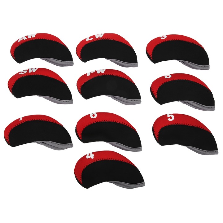 10 darabos golfütő fejvédő készlet, neoprén / műbőr, többszínű
