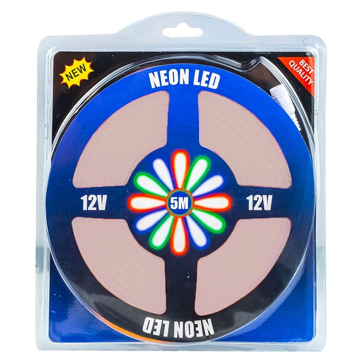 Banda led neon, flexibila, 5m, 12V, Gri (sursa de alimentare nu este inclusa)