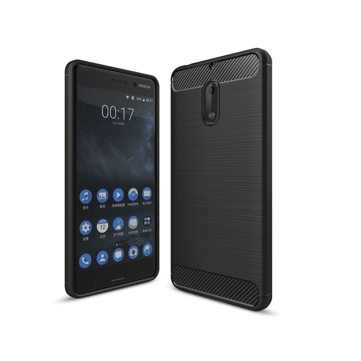 Силиконов гръб Carbon Brushed за Nokia 6, Черен