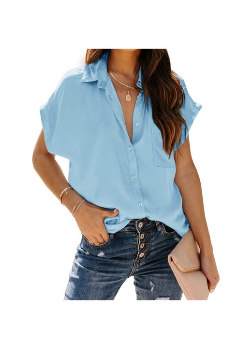 Noi ing, polieszter, V-nyaku, Világoskék, M