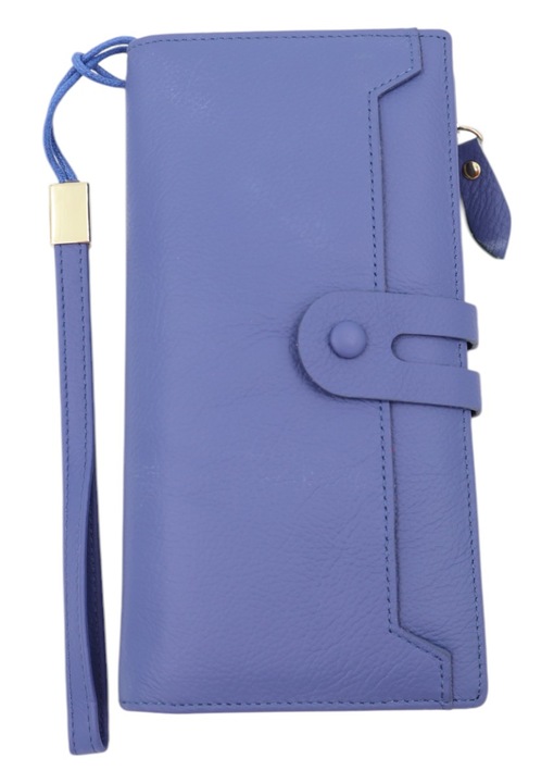 Portofel de dama din piele naturala Hassion A12, purple blue