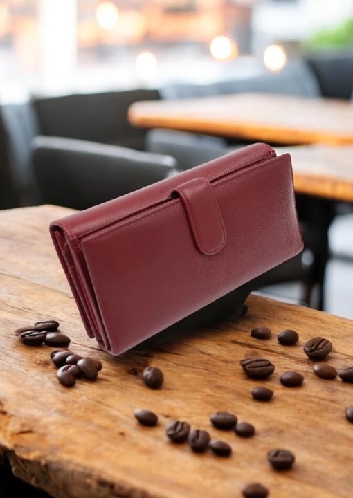 Portofel de dama din piele naturala Hassion A05, wine red