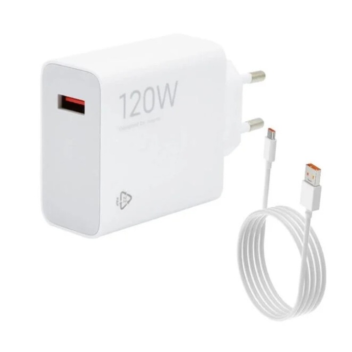 Xiaomi MDY-14-EE USB-A 120W GaN töltő + adatkábel USB-C 6A fehér - csomagolás nélküli gyári