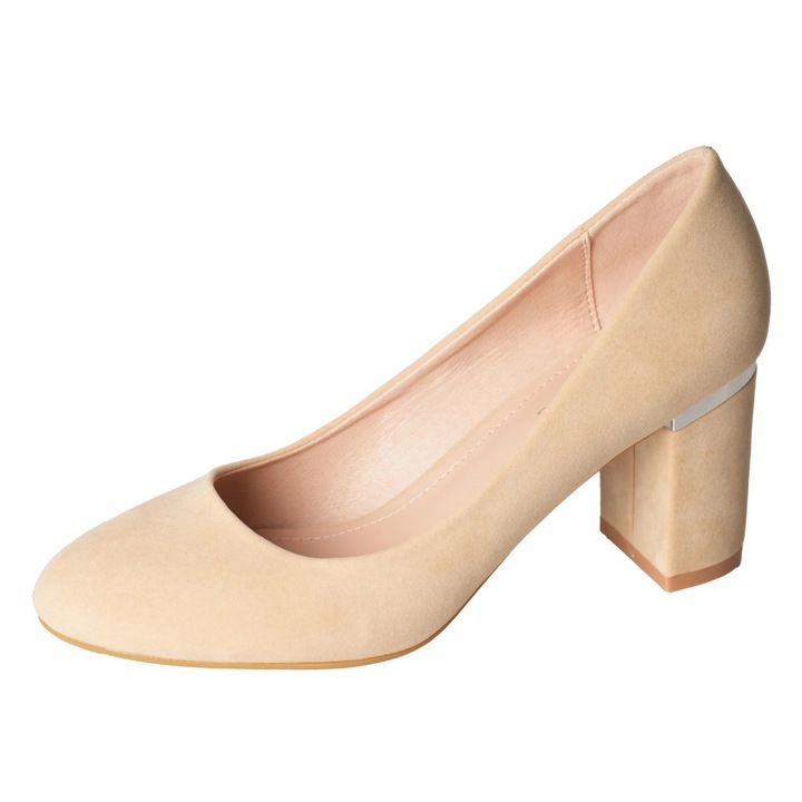 Pantofi, Moda Stil, Aroni, Piele ecologica intoarsa, Bej, 8.5, Bej