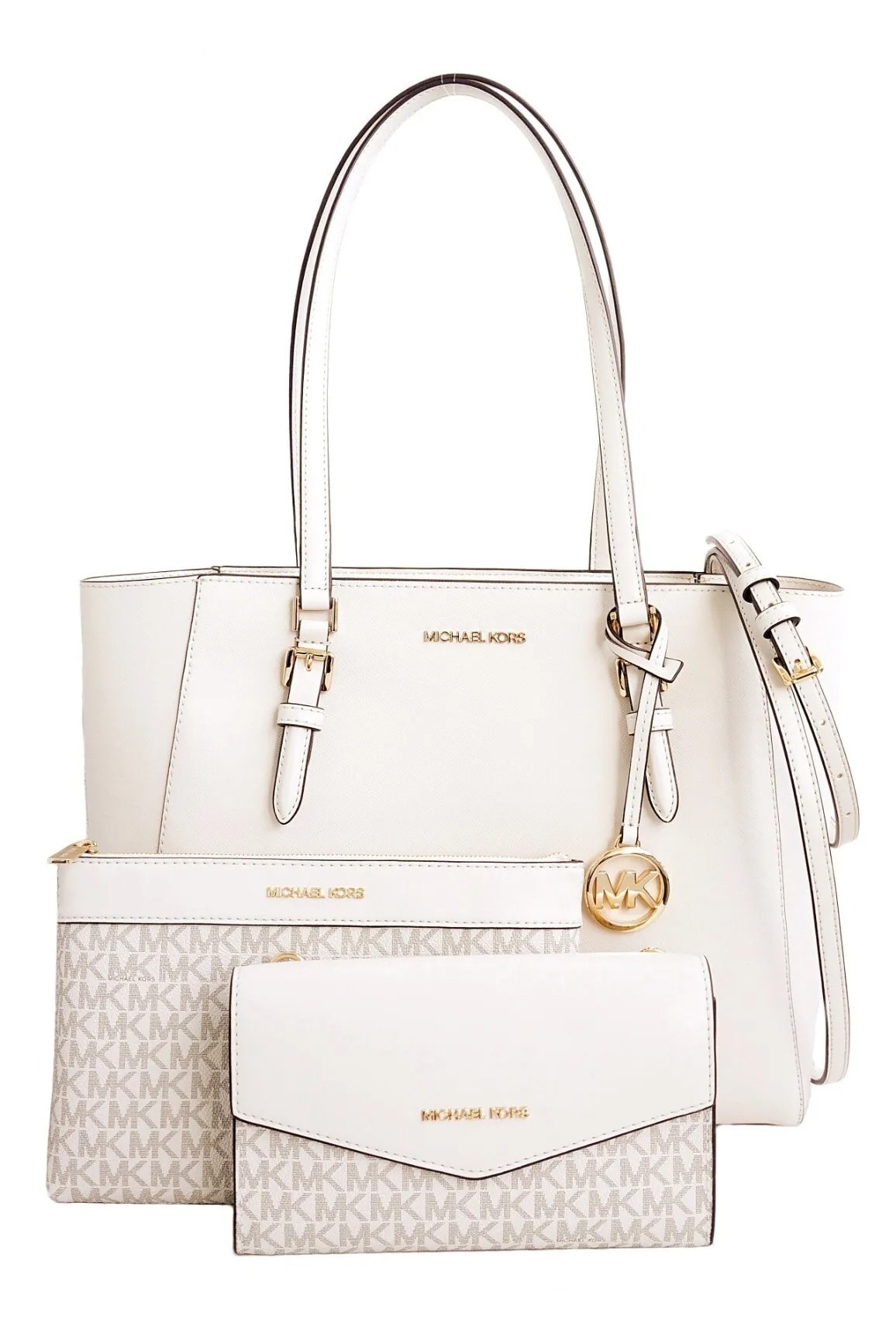 Geanta Michael Kors Charlotte Large Tote 3 in 1 Ivoire deschis