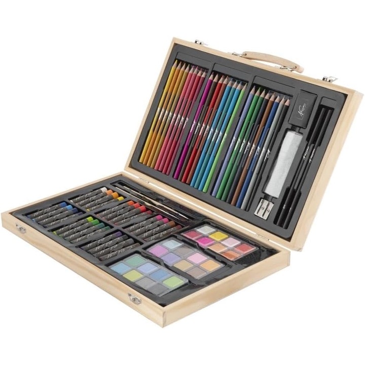 Festőkészlet 79 db-os fadoboz 36x23cm, Grafix