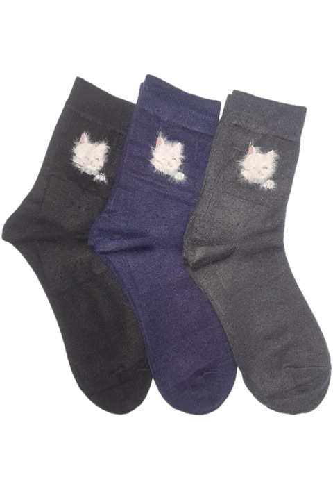 Set 3 sosete de lana, pentru dama, Multicolor, Multicolor