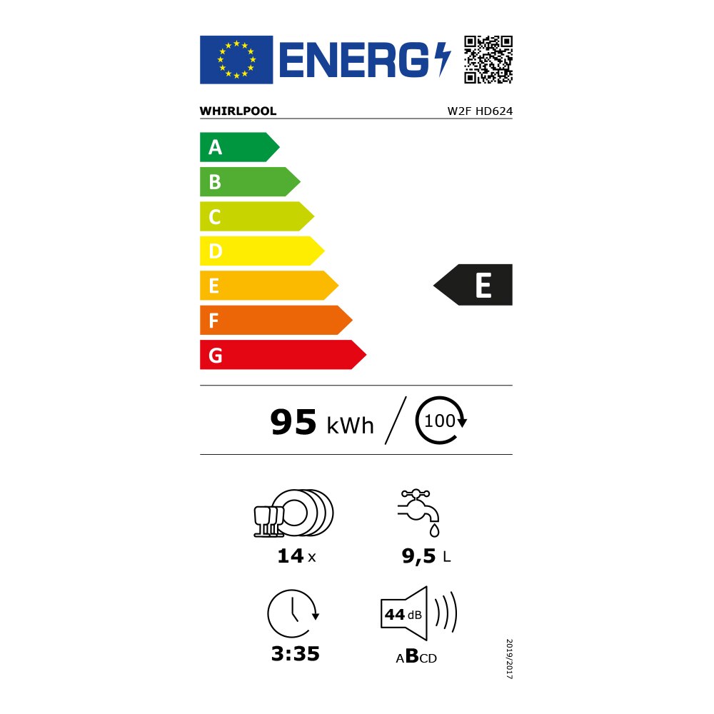 Masina de spalat vase Whirlpool W2F HD624, Clasa E, NaturalDry, FlexiSpace, 9 programe, 14 seturi, Alba