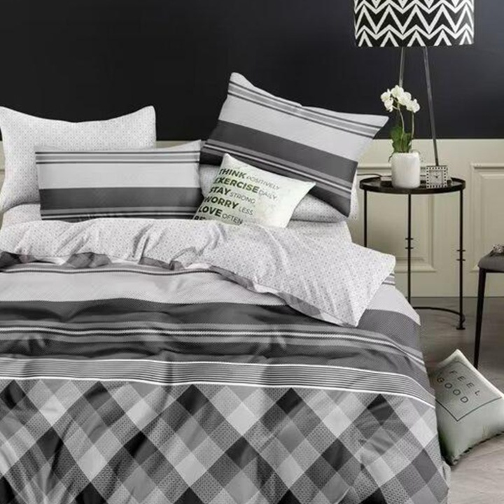 Ágyneműhuzat 2 főre, LX7023 modell, szatén pamut, 4 darab