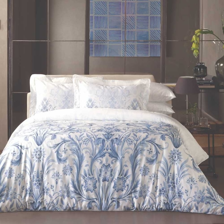 Спално бельо Valeron за 2 човека, Queen, Blue, Egyptian Cotton, 6 бр