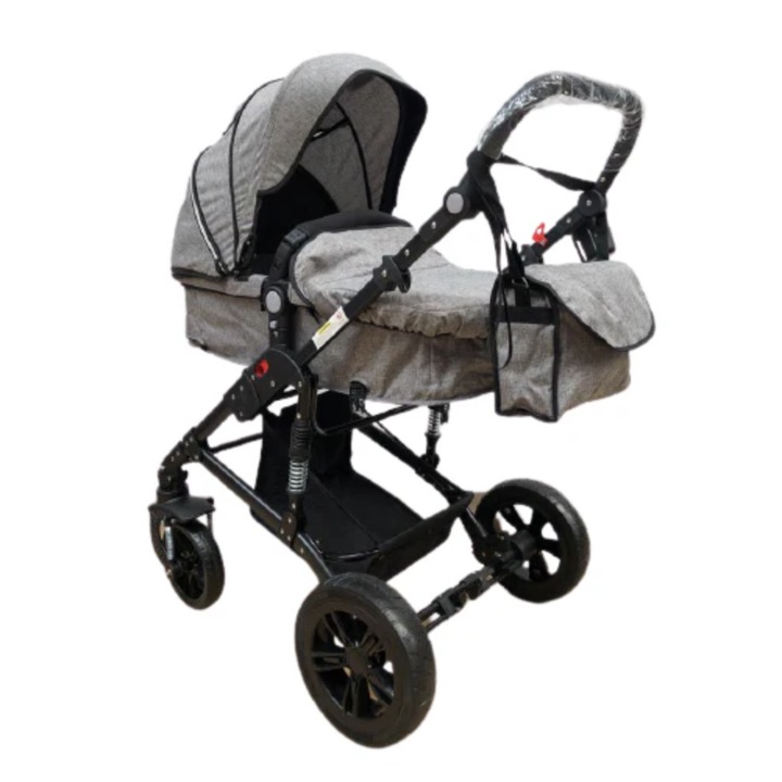 Количка 2 в 1, реверсивна, сгъваема, двойно окачване, Teknum 6618, сива