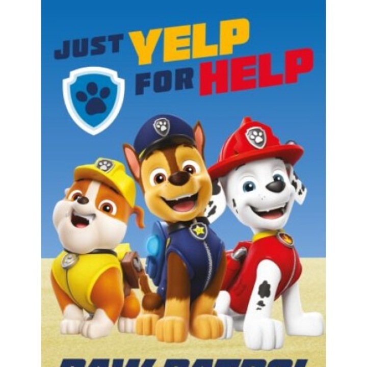 Patura polar Paw Patrol Yelp 100x150 cm Galben 100 x 150