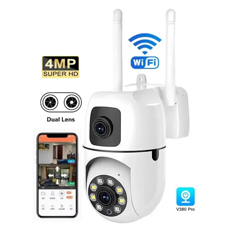 Camera Dubla, Alba, V380 Pro, 4MP, Zoom 355°, Vedere Nocturna ...