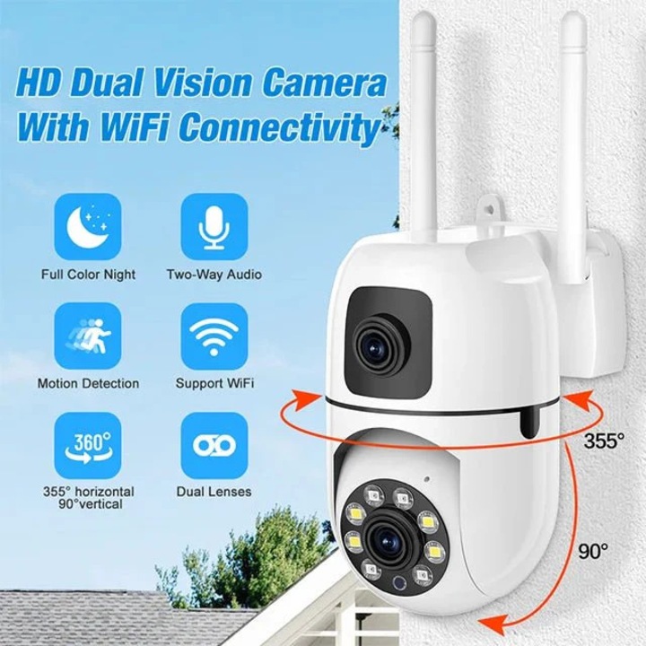 Camera Dubla, Alba, V380 Pro, 4MP, Zoom 355°, Vedere Nocturna ...