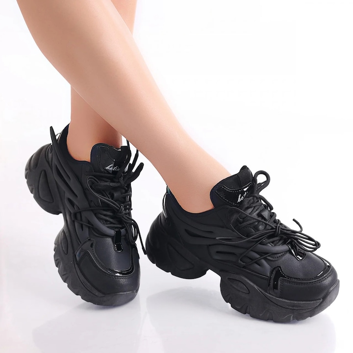 Sneakers dama Negri din Piele Ecologica Cyntia, Negru