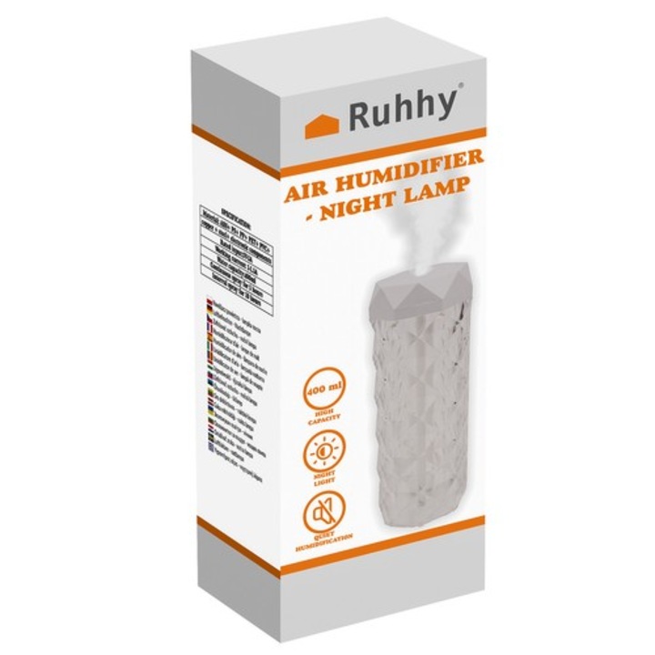 Ruhhy 24625 LED-es rózsa effektű 2 az 1-ben levegő párásító és éjszakai lámpa