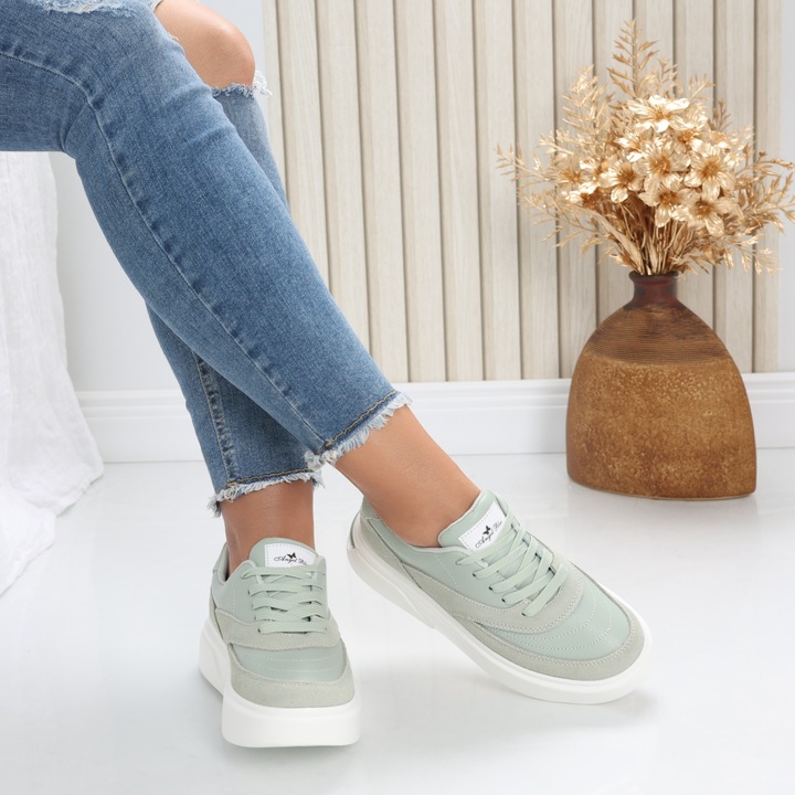 Pantofi dama casual Verzi din Piele Naturala Nely, Verde
