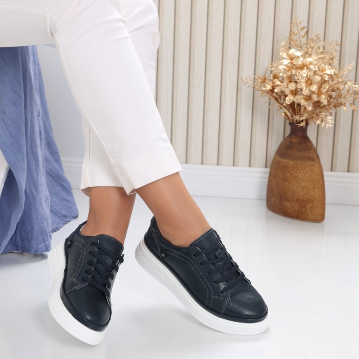 Pantofi dama casual Bleumarin din Piele Naturala Novea, Bleumarin