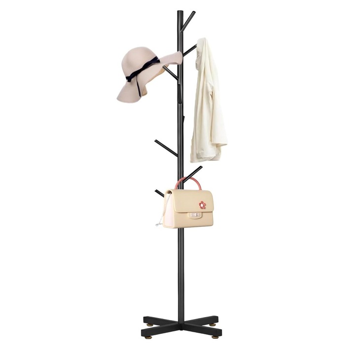 Cuier tip pom pentru haine, Excitat®, Otel Robust, Inaltime 168cm, Negru