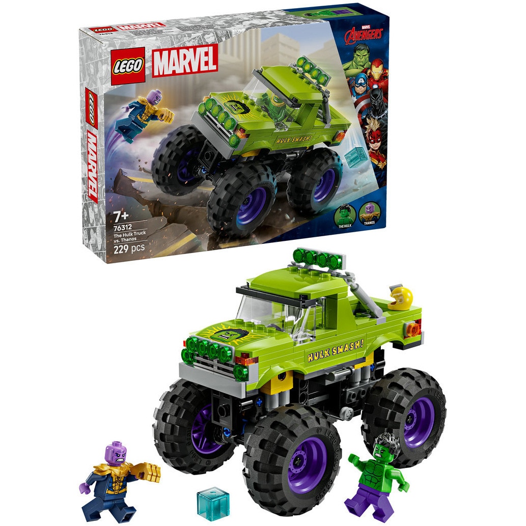 LEGO® Marvel - Hulk in vehicul de teren contra lui Thanos 76312, 229 piese