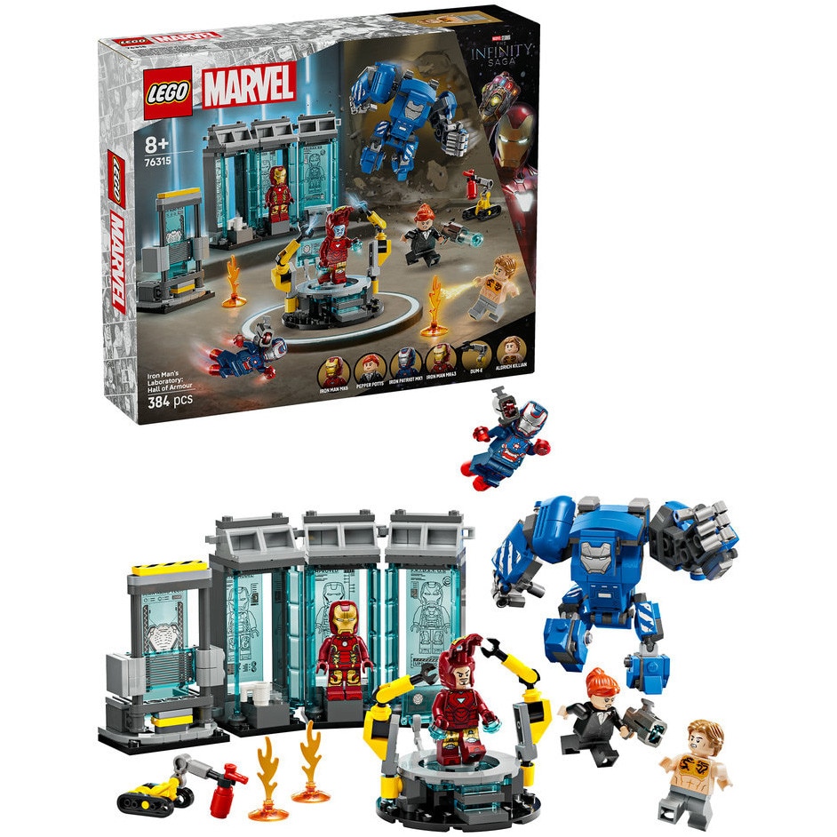 LEGO® Marvel - Laboratorul lui Iron Man: Sala armurilor 76315, 384 piese